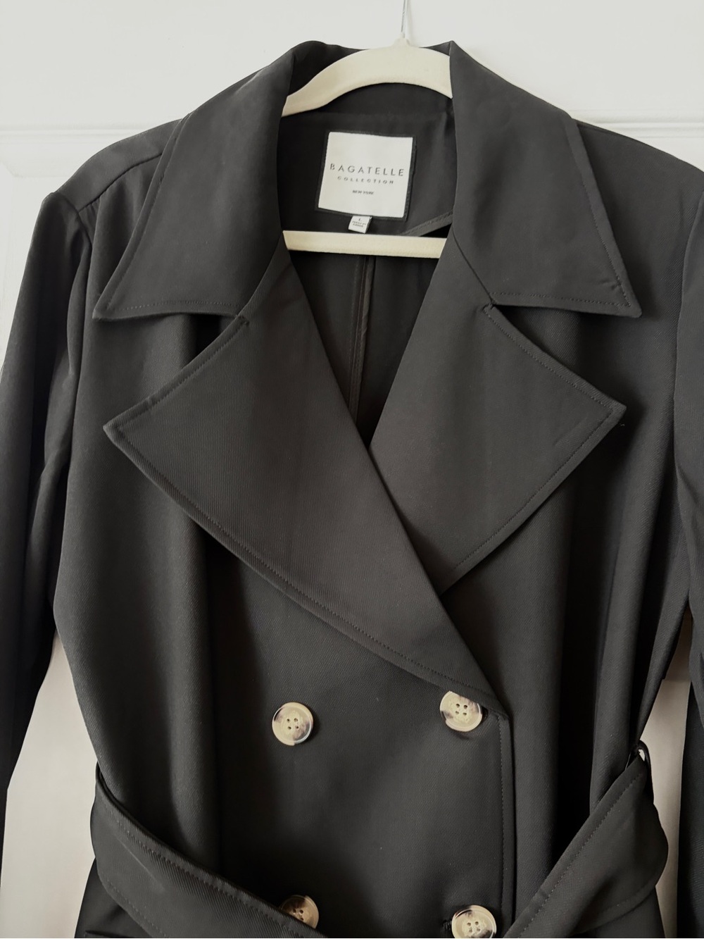 Bagatelle Women's Black Double-Breasted Trench Coat Size Large